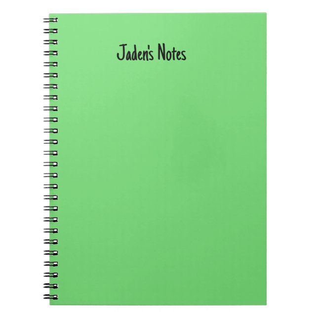 Simple Bright Green Personalised Cover Writing Notebook (Front)