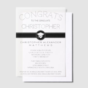 Simple Bright Lights Black Cool Graduation Party Vellum Invitations