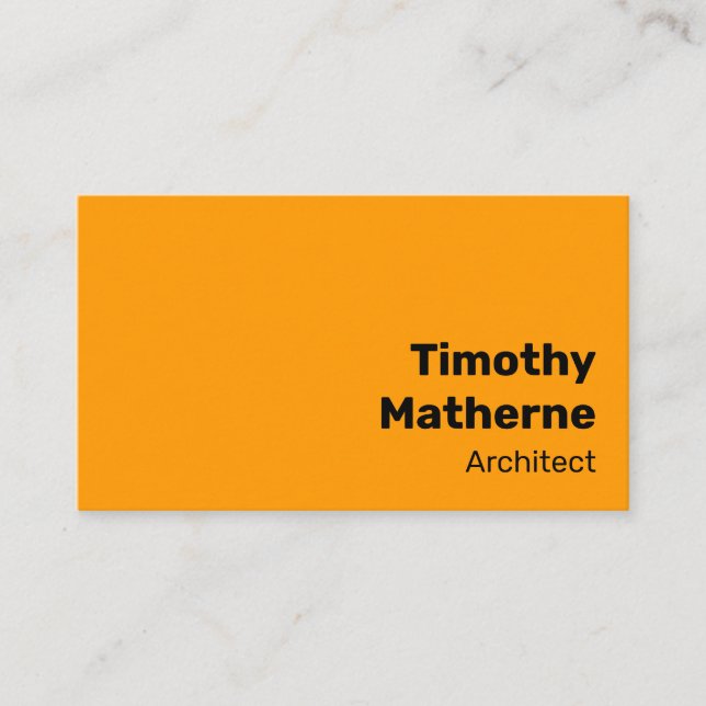 Simple Bright Orange Bold Modern Vibrant Business Card (Front)