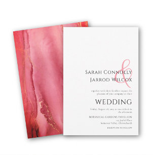 Simple Bright Pink Wedding Invitation