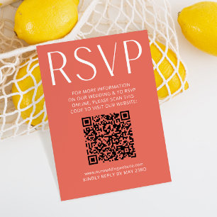 Simple Bright Pink Wedding RSVP Online QR Code  Card