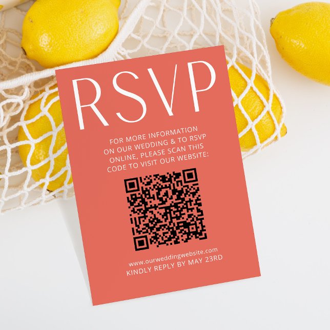 Simple Bright Pink Wedding RSVP Online QR Code  Card (Creator Uploaded)