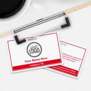 Simple Bright Red Colorblock Professional Name Tag ID Badge