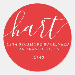 Simple Bright Red Family Return Address Label