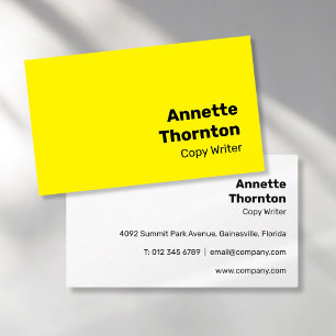 Simple Bright Yellow Bold Modern Vibrant Business Card