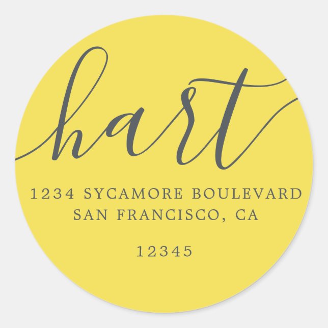 Simple Bright Yellow Family Return Address Label (Front)