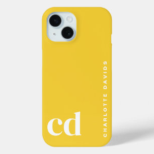 Simple Bright Yellow Monogram  iPhone 15 Case