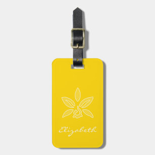 Simple Bright Yellow Pretty Flower With Name Luggage Tag