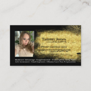 Simple Broker Health Tax Black Gold Business Cards