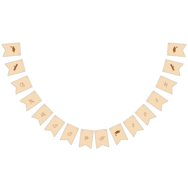 Simple Brown And Beige Customisable Graduation Bunting (All)