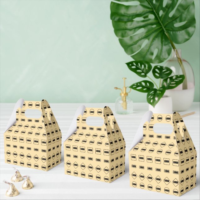 Simple Brown and Black Repeat Sponsor Logo Pattern Favour Box (Multiple)