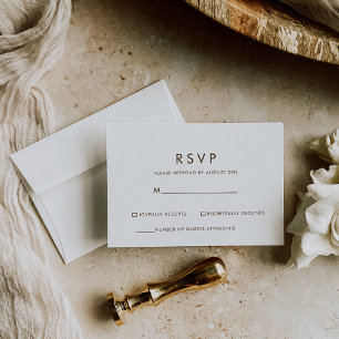 Simple Brown and White Minimalist RSVP