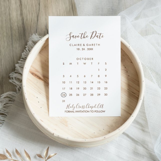 Simple Brown and White Save the Date Calendar (Creator Uploaded)