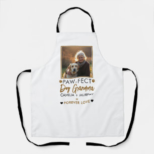 Simple Brown & Black Text Dog Grandma Photo Apron