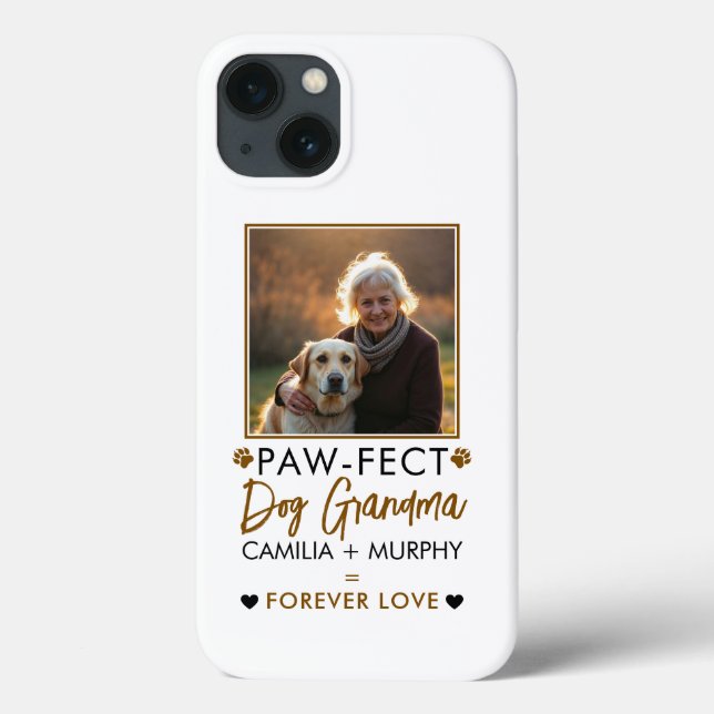 Simple Brown & Black Text Dog Grandma Photo Case-Mate iPhone Case (Back)