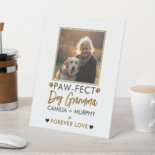 Simple Brown & Black Text Dog Grandma Photo Pedestal Sign
