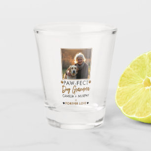 Simple Brown & Black Text Dog Grandma Photo Shot Glass
