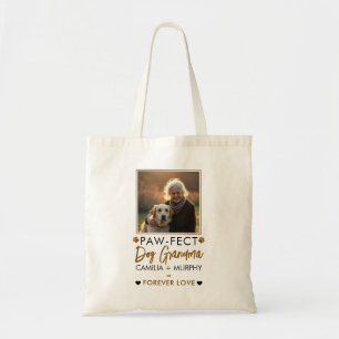 Simple Brown & Black Text Dog Grandma Photo Tote Bag