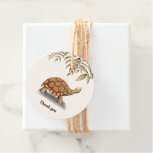 Simple Brown Botanical Tortoise Thank You Favour Tags