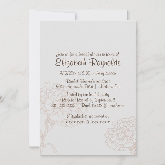 Simple Brown Bridal Shower Invitations (Front)