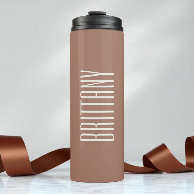Simple Brown Bridesmaid Custom Name Minimalist Thermal Tumbler (Simple Brown Bridesmaid Custom Name Minimalist Thermal Tumbler)