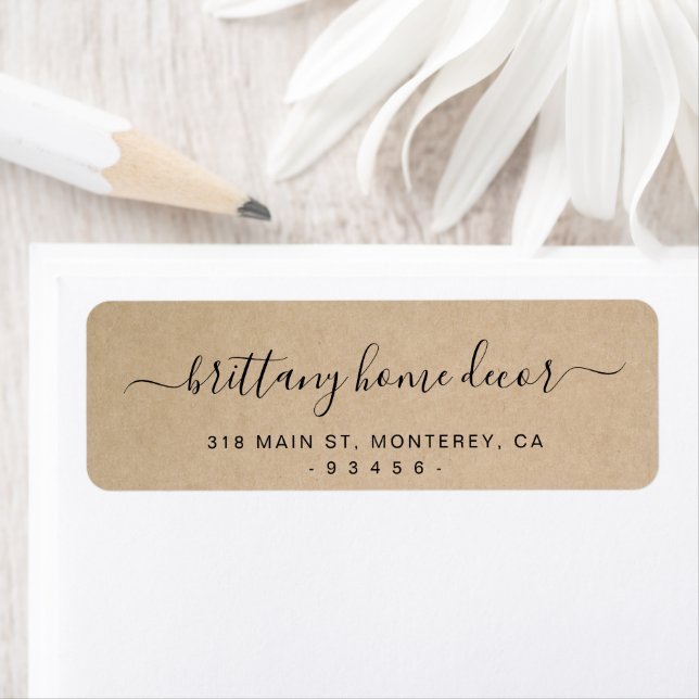Simple Brown Elegant Rustic Return Address Label (Insitu)