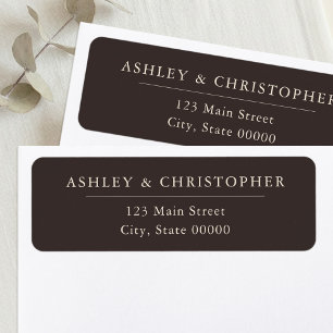 Simple Brown Elegant Wedding Return Address Label