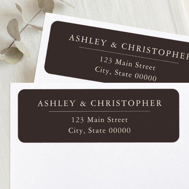 Simple Brown Elegant Wedding Return Address Label (Creator Uploaded)