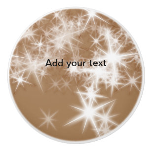 Simple brown glitter sparkle stars add your text   ceramic knob