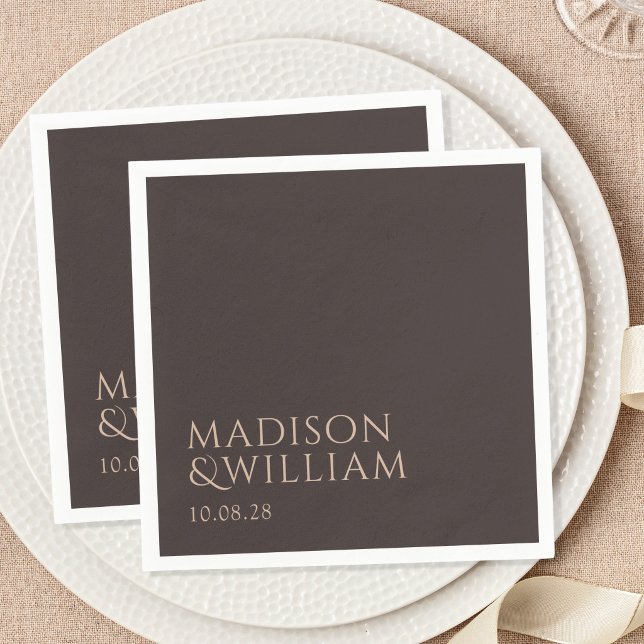 Simple Brown Modern Chic Wedding Napkin (Creator Uploaded)