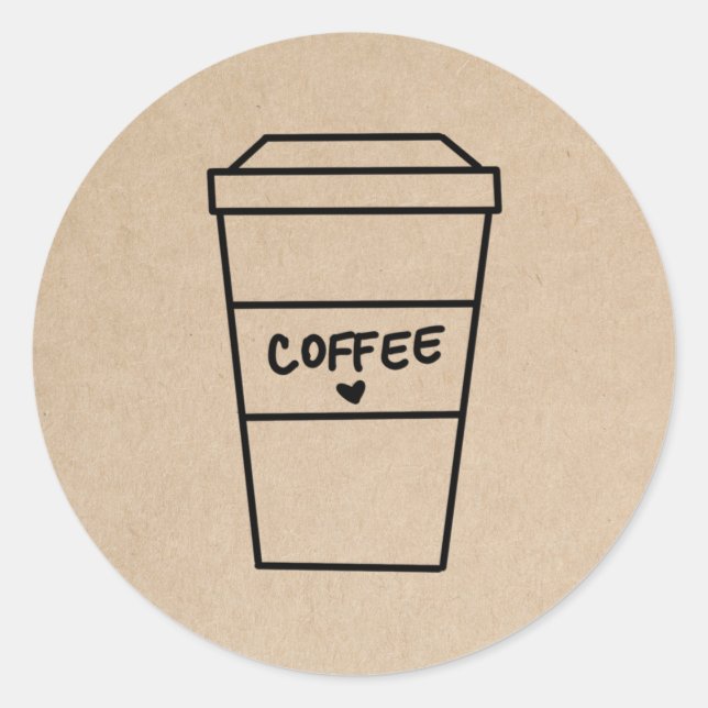 Simple Brown Modern Cute Coffee Classic Round Sticker (Front)