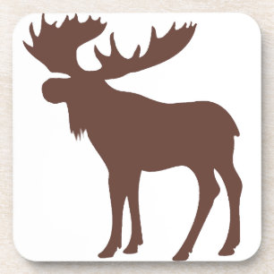 Simple brown moose symbol coaster