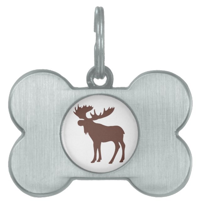 Simple brown moose symbol pet tag (Front)