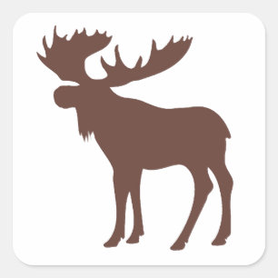 Simple brown moose symbol square sticker