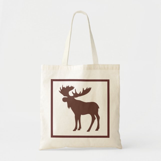 Simple brown moose theme reusable bag (Front)