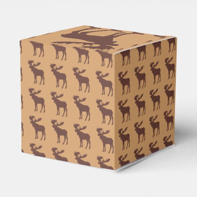 Simple brown moose wedding favour box (Back Side)