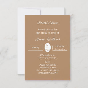 Simple Brown Personalised Bridal Shower Invitation