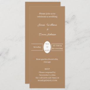 Simple Brown Personalised Wedding Invitation
