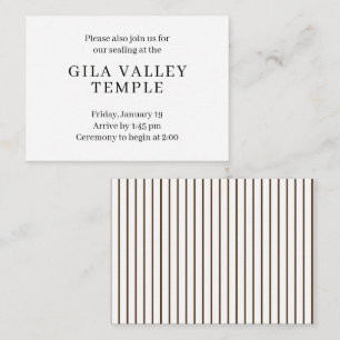 Simple Brown Pinstripes Temple Sealing Invitation