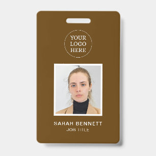 Simple Brown Professional Employee Office Photo ID Badge