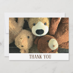 Simple Brown Rustic Cute Teddy Bear Themed Thank You Card