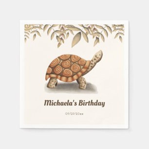 Simple Brown Tortoise Birthday Party Napkin
