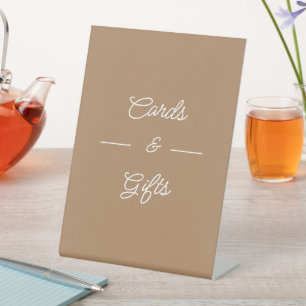 Simple Brown Wedding Cards And Gifts Pedestal Sign
