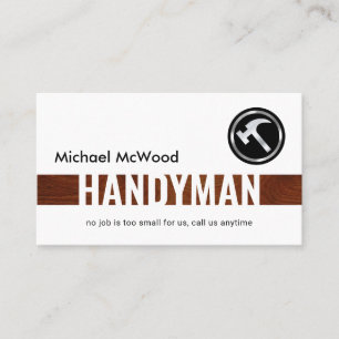 Simple Brown Wood Handyman Layer Business Card