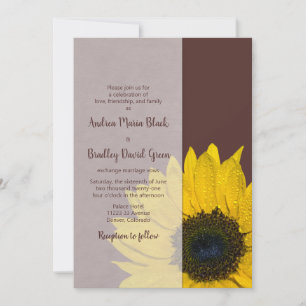 Simple Brown Yellow Sunflower Wedding Invitation