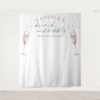 Simple brunch and bubbly bridal shower backdrop