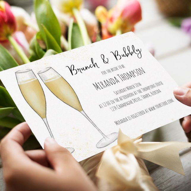 Simple Brunch and Bubbly Champagne Bridal Shower  Invitation (Creator Uploaded)