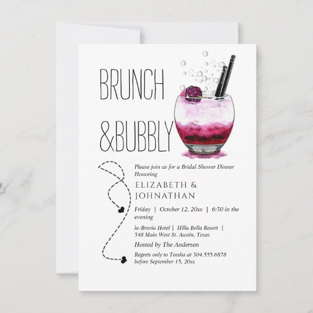 Simple Brunch And Bubbly Cocktail Invitation (Front)