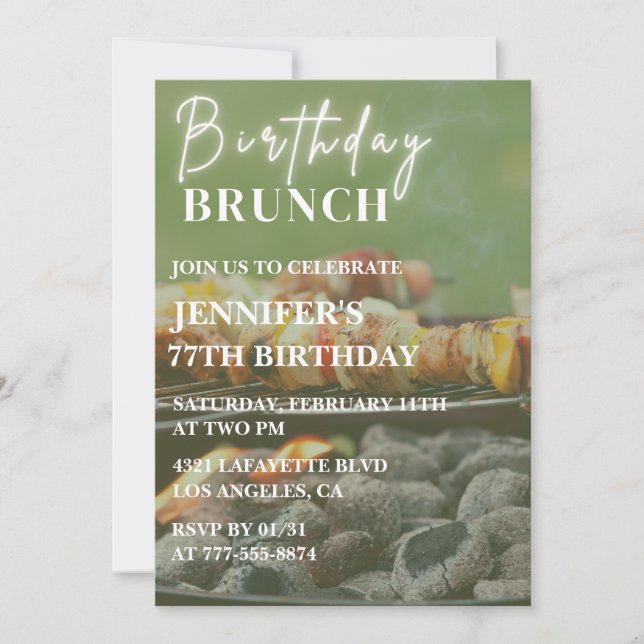Simple Brunch Bbq Backyard 77th birthday Invitation (Front)