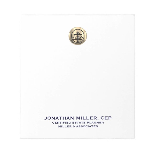 Simple Brushed Gold Logo Name Title Notepad (Front)